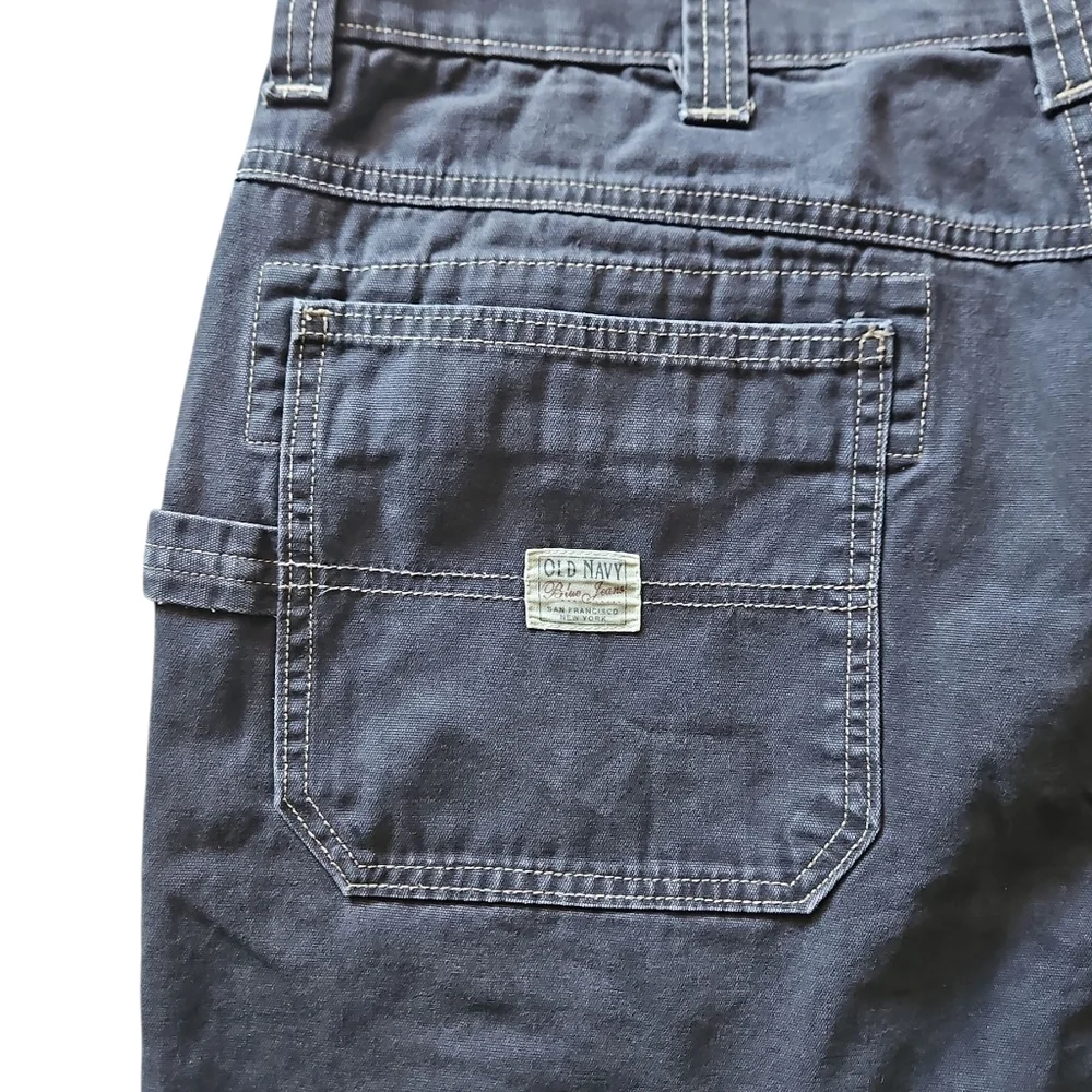 Old Navy vintage painters shorts  black Denim Cargo Utility Mens W36 - Picture 3 of 4